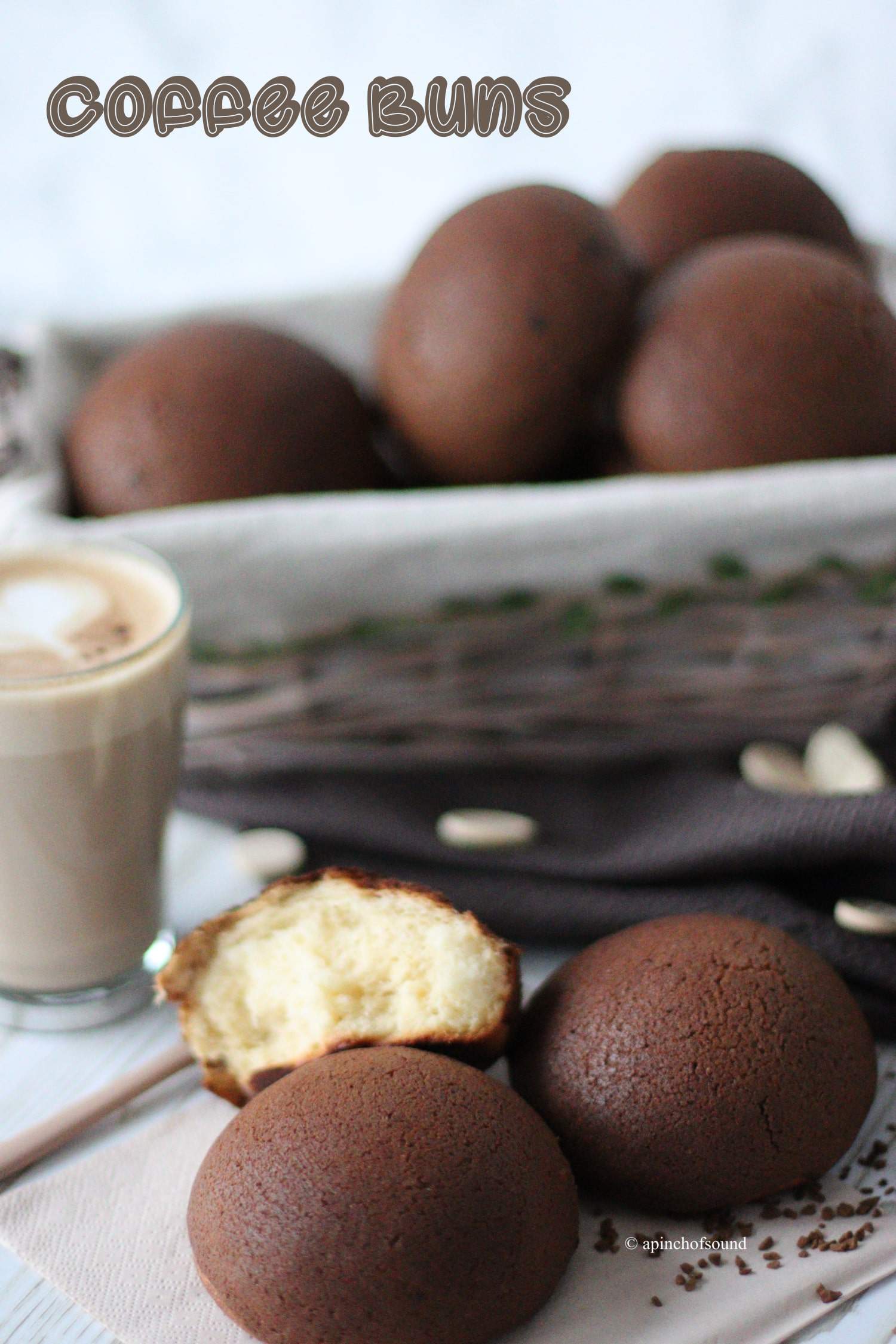 Korean coffee buns like at paris baguette soft brioche buns with coffee topping.