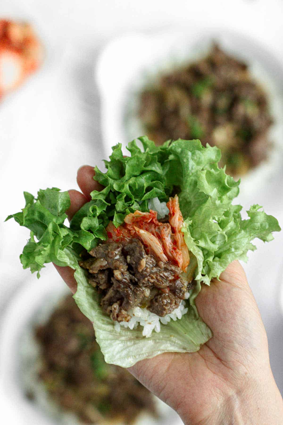 Korean Beef bulgogi featuring a very thinly sliced and tender beef marinated in sweet and savoury sauce.