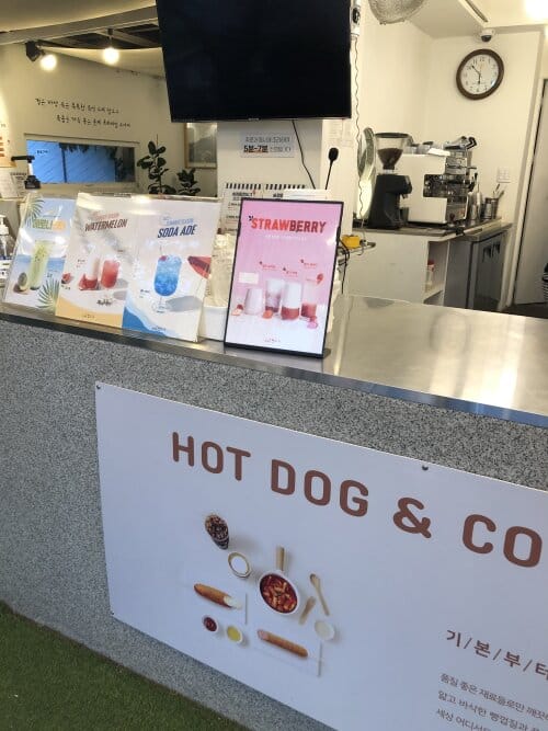 photo showing inside the corn dog shop at Haedong Yonggungsa.