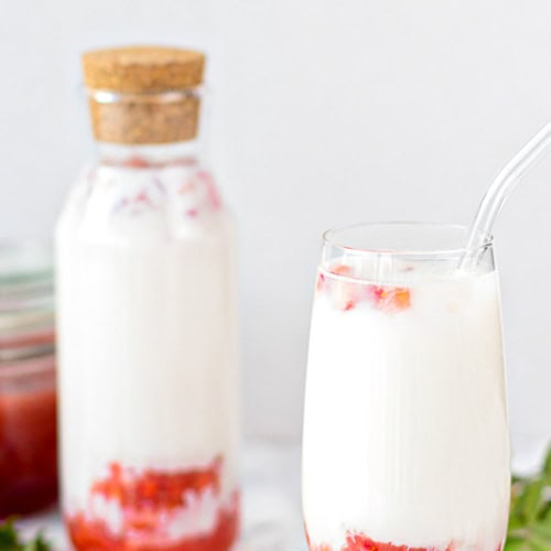 korean strawberry milk glass and jar.