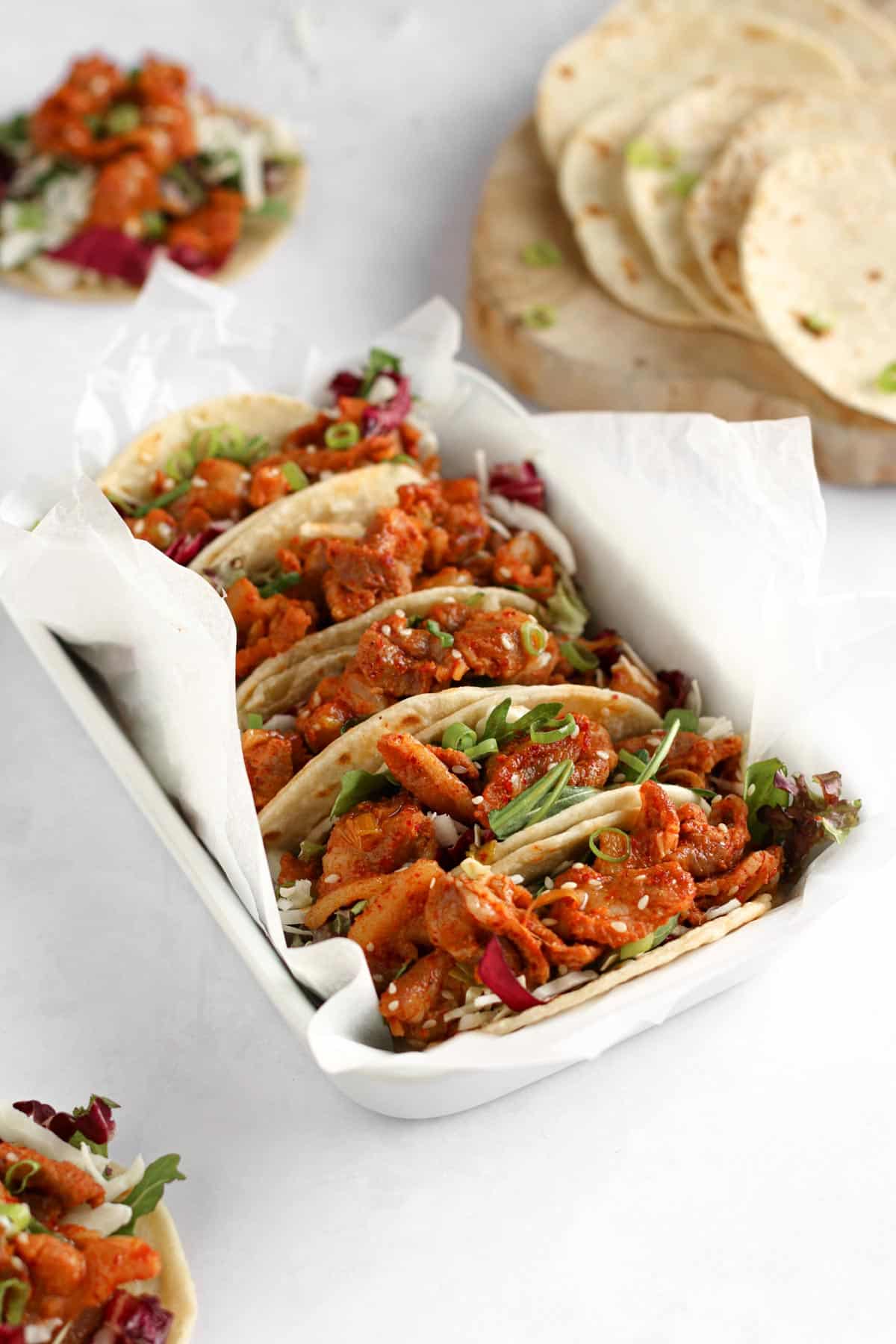 Korean Spicy Pork Soft Tacos