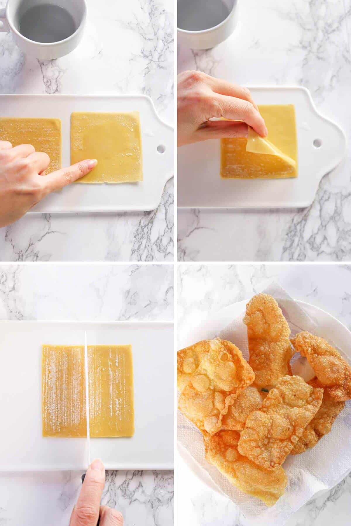 how to make fried wonton wrappers for jianbing