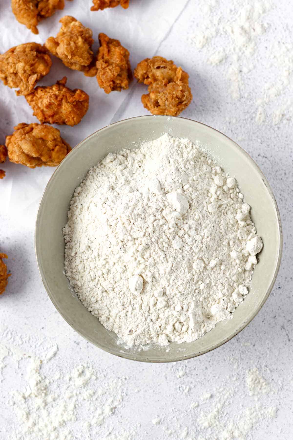 korean fried chicken frying mix in a bowl