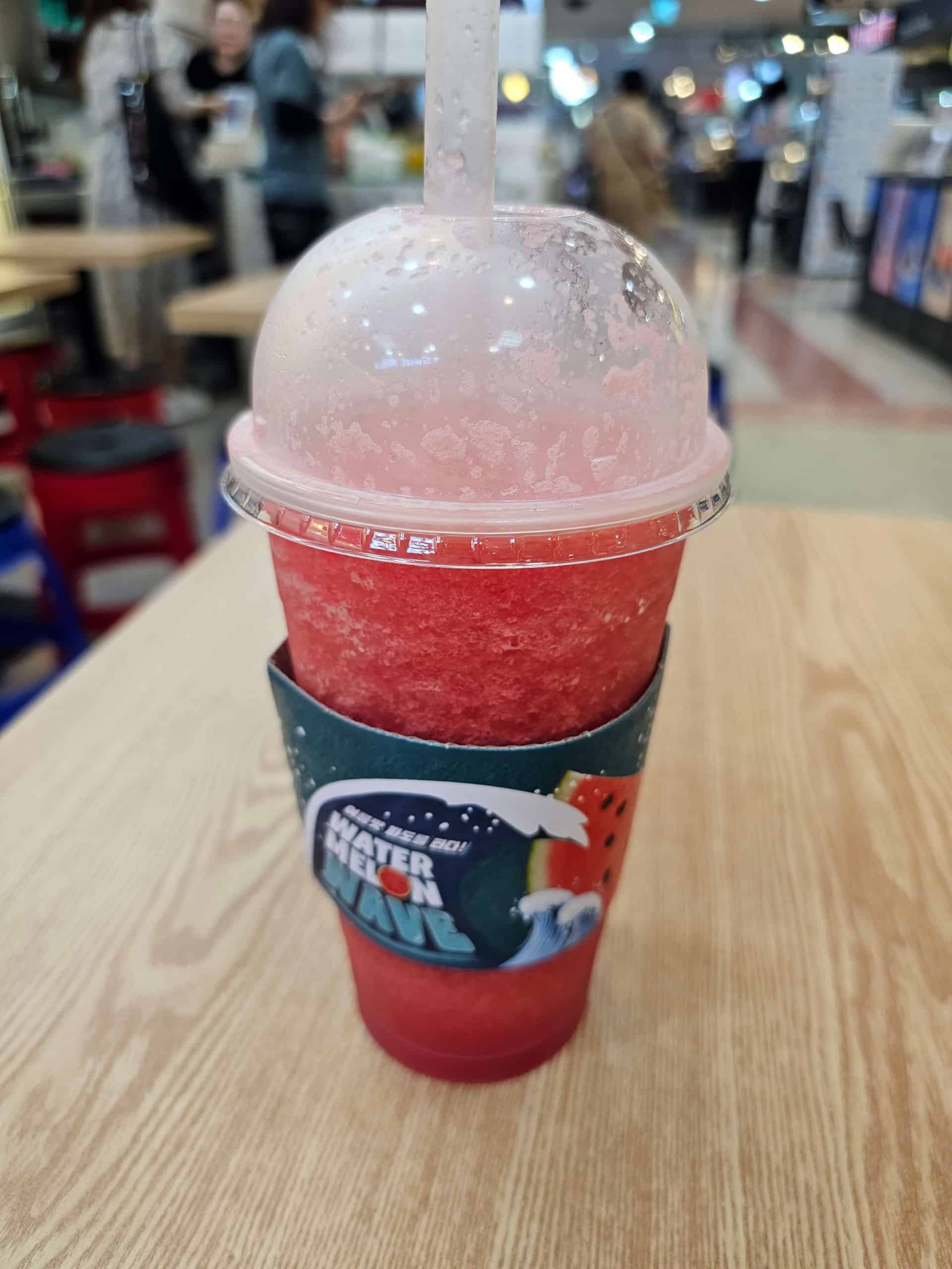 watermelon juice at a café in Incheon.