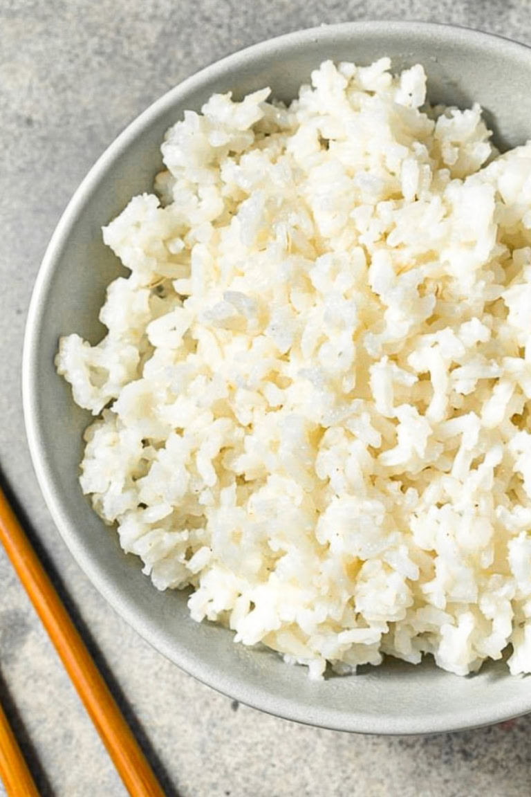 a bowl of white rice.