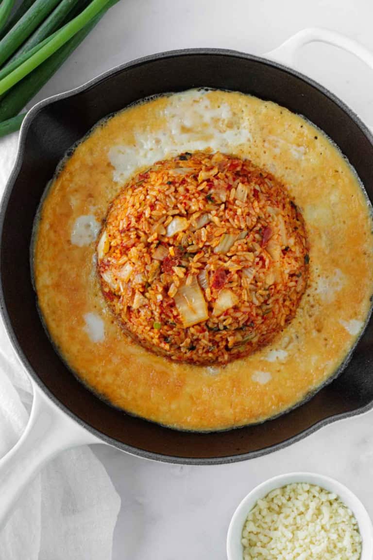 UFO kimchi fried rice with an egg ring.
