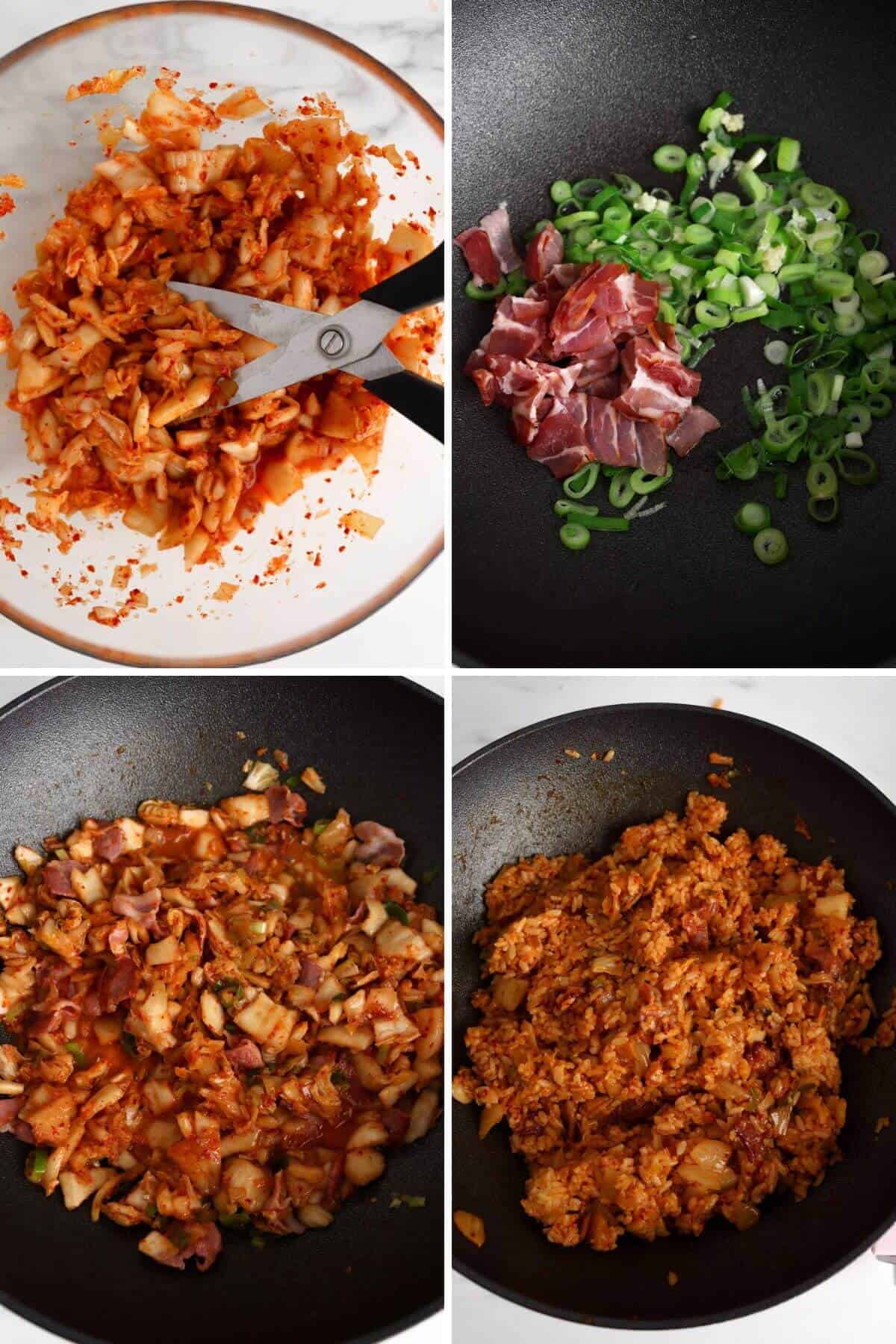 kimchi fried rice step by step.